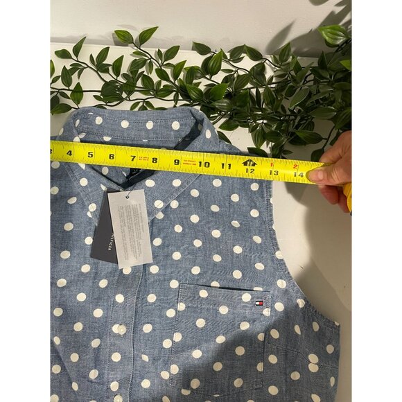 Tommy Hilfiger Womens Polka Dot Sleeveless Button-Down Shirt L/G - Picture 10 of 14